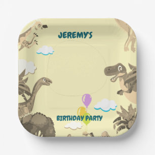 Plato de papel para fiesta de cumpleaños de dinosa