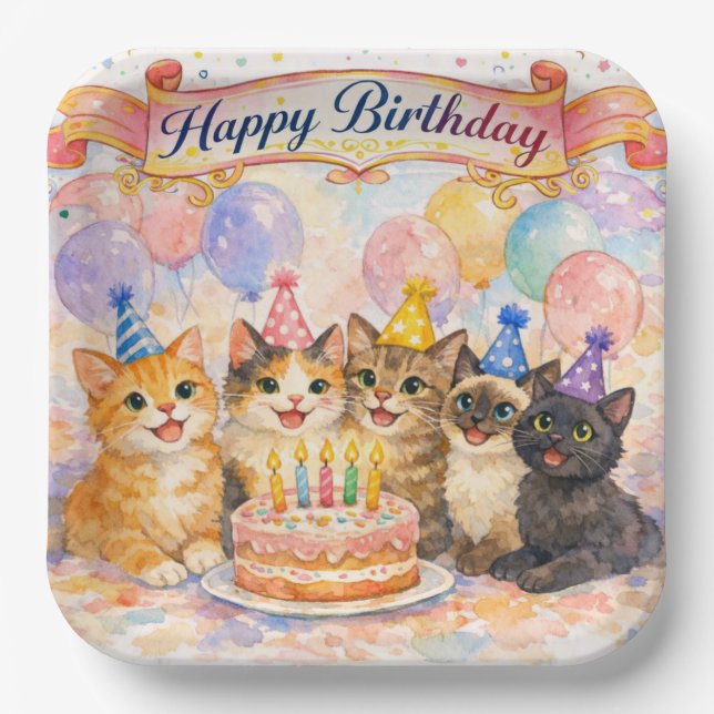 Plato de papel para fiesta de cumpleaños de niñas  (Anverso)