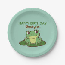 Plato de papel para fiesta de cumpleaños de rana v