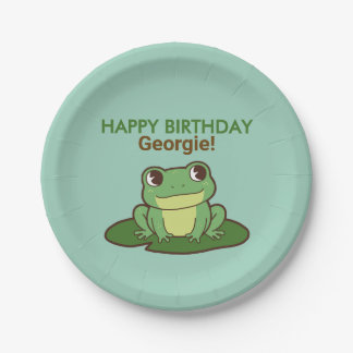 Plato de papel para fiesta de cumpleaños de rana v