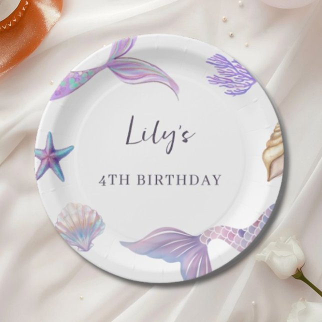 Plato de papel para fiesta de cumpleaños de sirena (Subido por el creador)