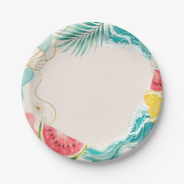 Plato de papel para fiesta de cumpleaños de verano