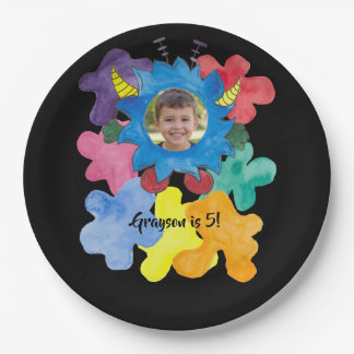 Plato de papel para fiesta de cumpleaños del Monst