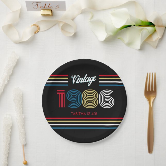 Plato de papel para fiesta de cumpleaños número 40 (Boda)