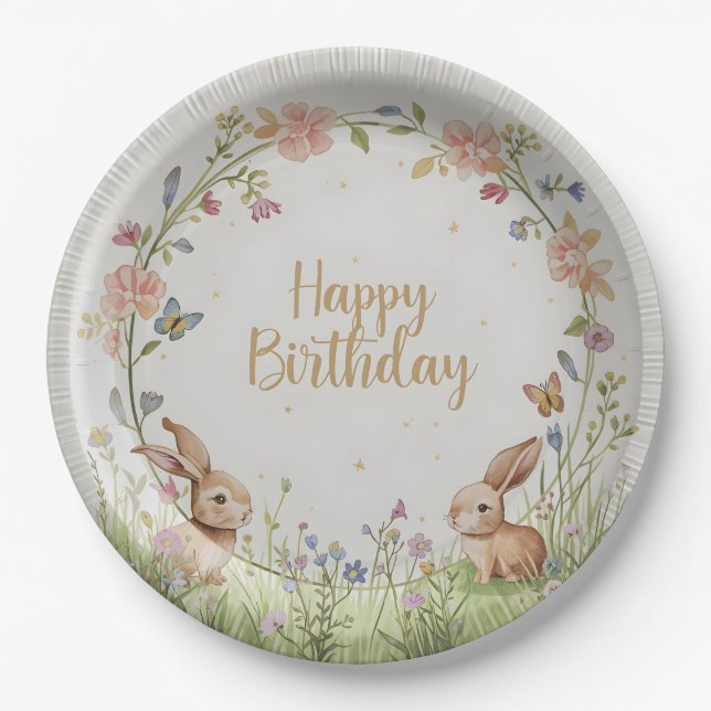 Plato de papel para fiesta de cumpleaños Sweet Bun (Anverso)