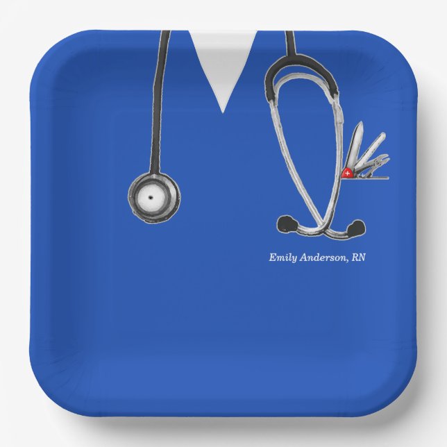 Plato de papel para fiesta de enfermera creativa (Anverso)