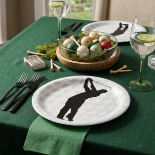 Plato de papel para fiesta de golfista