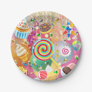 Plato de papel para fiesta de golosinas con emojis