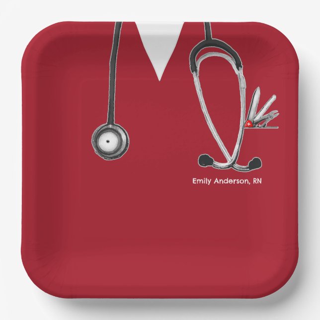 Plato de papel para fiesta de graduación de enferm (Anverso)