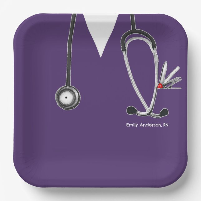 Plato de papel para fiesta de graduación de enferm (Anverso)