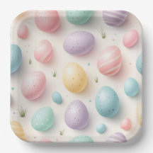 Plato de papel para fiesta de huevo pastel
