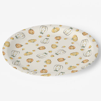 Plato de papel para fiesta de parche de calabaza