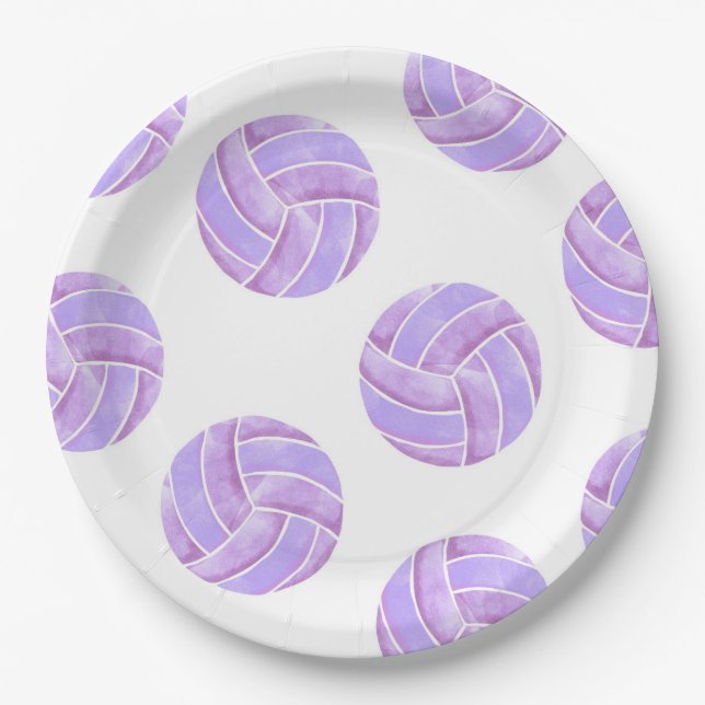 Plato de papel para fiesta de voleibol (Anverso)