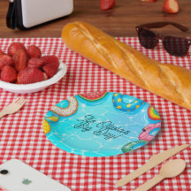 Plato de papel para fiesta infantil en la piscina