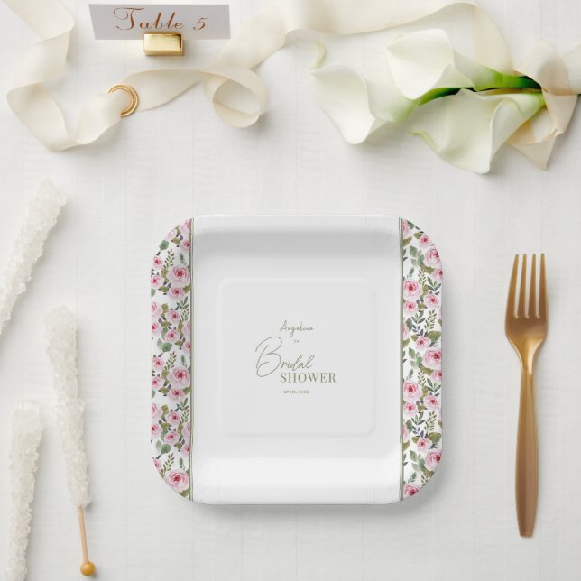 Plato de papel para fiesta para una ducha de novia (Boda)