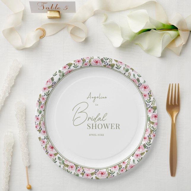 Plato de papel para fiesta para una ducha de novia (Boda)