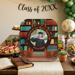 Plato de papel para graduación con foto personaliz