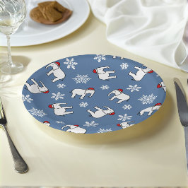 Plato de papel para Navidad Elefante Blanco (Azul)