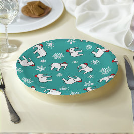 Plato de papel para Navidad Elefante Blanco (Turqu