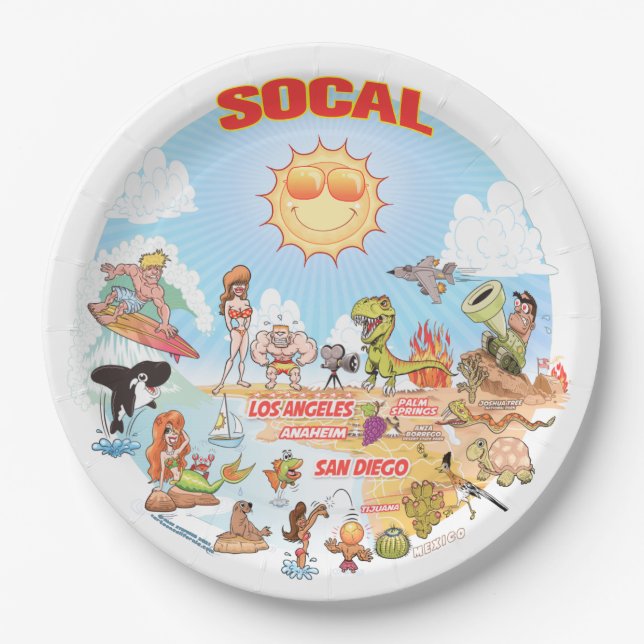 Plato de papel para paraíso de playa de SoCal (Anverso)