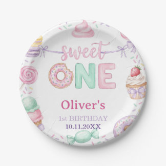 Plato de papel para postre pastel Sweet One cumple