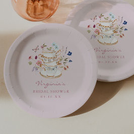 Plato de papel para té rosa