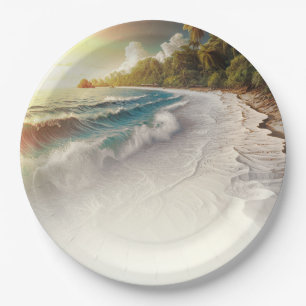 Plato De Papel Paradise Beach Sunset Rustic Coastal Boda