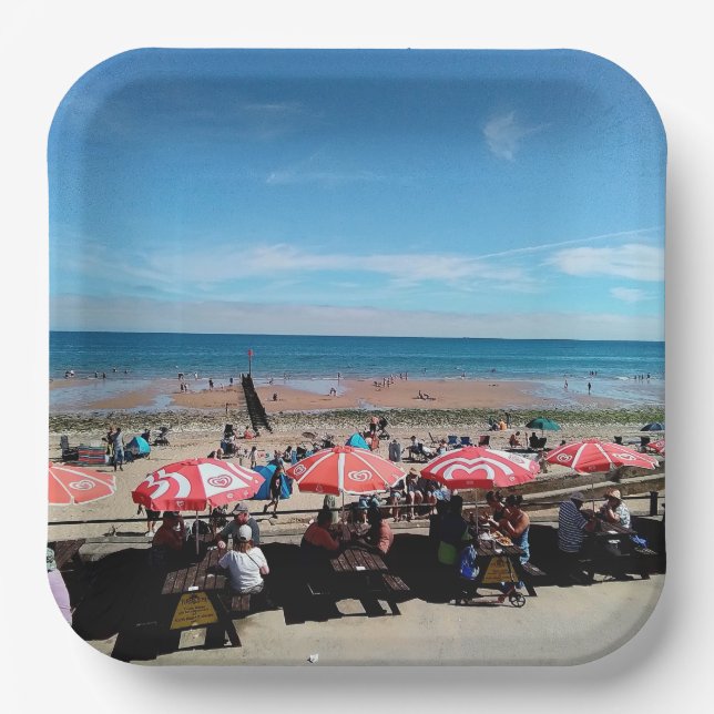 Plato De Papel Paraguas en la costa de Bridlington (Anverso)