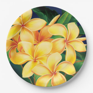 Plato De Papel Paraíso tropical Plumeria Hawái