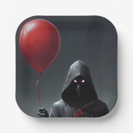 Plato De Papel Parca y globo rojo
