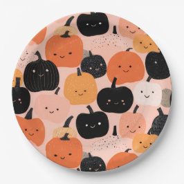 Plato De Papel Parche de calabaza de Halloween