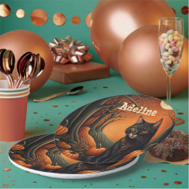 Plato De Papel Parche de calabaza de luz solar Halloween personal
