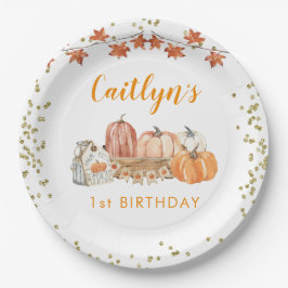 Plato De Papel Parche de calabaza naranja Cumpleaños de Otoño