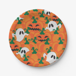 Plato De Papel Parche Halloween Ghosts Haunted Pumpkin