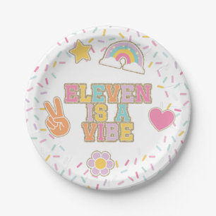 Plato De Papel Parche Preppy Eleven es un cumpleaños 11 de Vibe