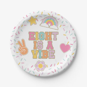 Plato De Papel Parche Preppy Ocho es un Vibe 8º Cumpleaños