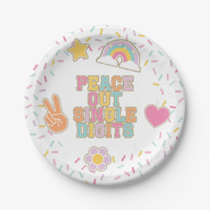 Plato De Papel Parche Preppy Peace Out Single Digits 100th Birthd