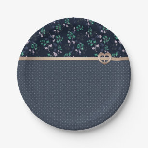 Plato De Papel Parche, retro, blau