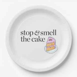 Plato De Papel Pare y huela la torta