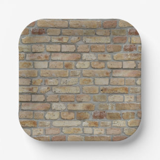 Plato De Papel Pared de ladrillo marrón Un diseño de Novedad