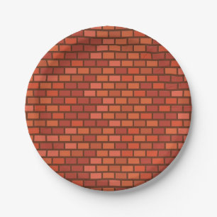 Plato De Papel Pared de ladrillo roja