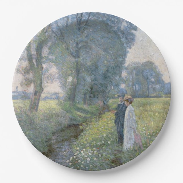 Plato De Papel Pareja comprometida (Boda y matrimonio) (compromis (Anverso)