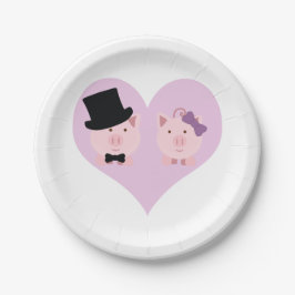 Plato De Papel Pareja Cute Pig