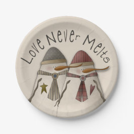 Plato De Papel Pareja de Nieve