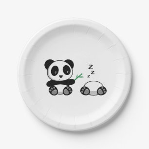 Plato De Papel Pareja de pequeños Pandas banales