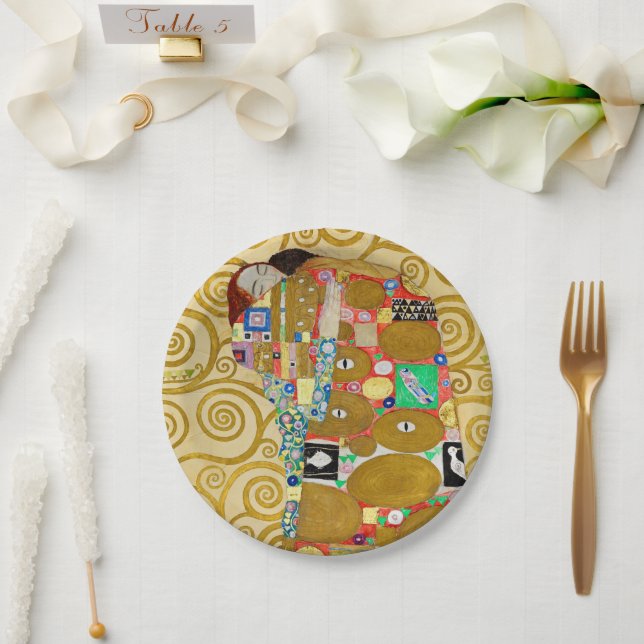 Plato De Papel Pareja Fulfillment Nouveau de Gustav Klimt (Boda)