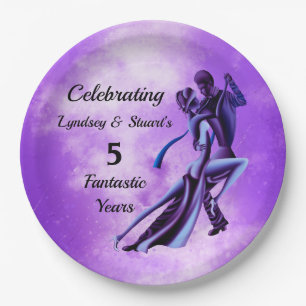 Plato De Papel Pareja romántica baila papel de tango