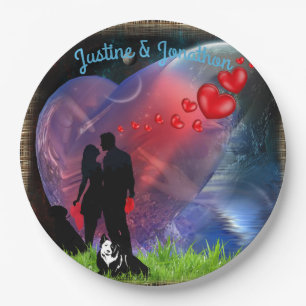 Plato De Papel Pareja Valentine Picnic