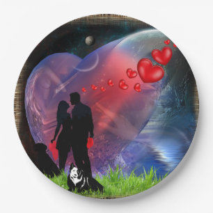 Plato De Papel Pareja Valentine Picnic