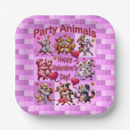 Plato De Papel Parejas bailarinas el día de San Valentín "Animale